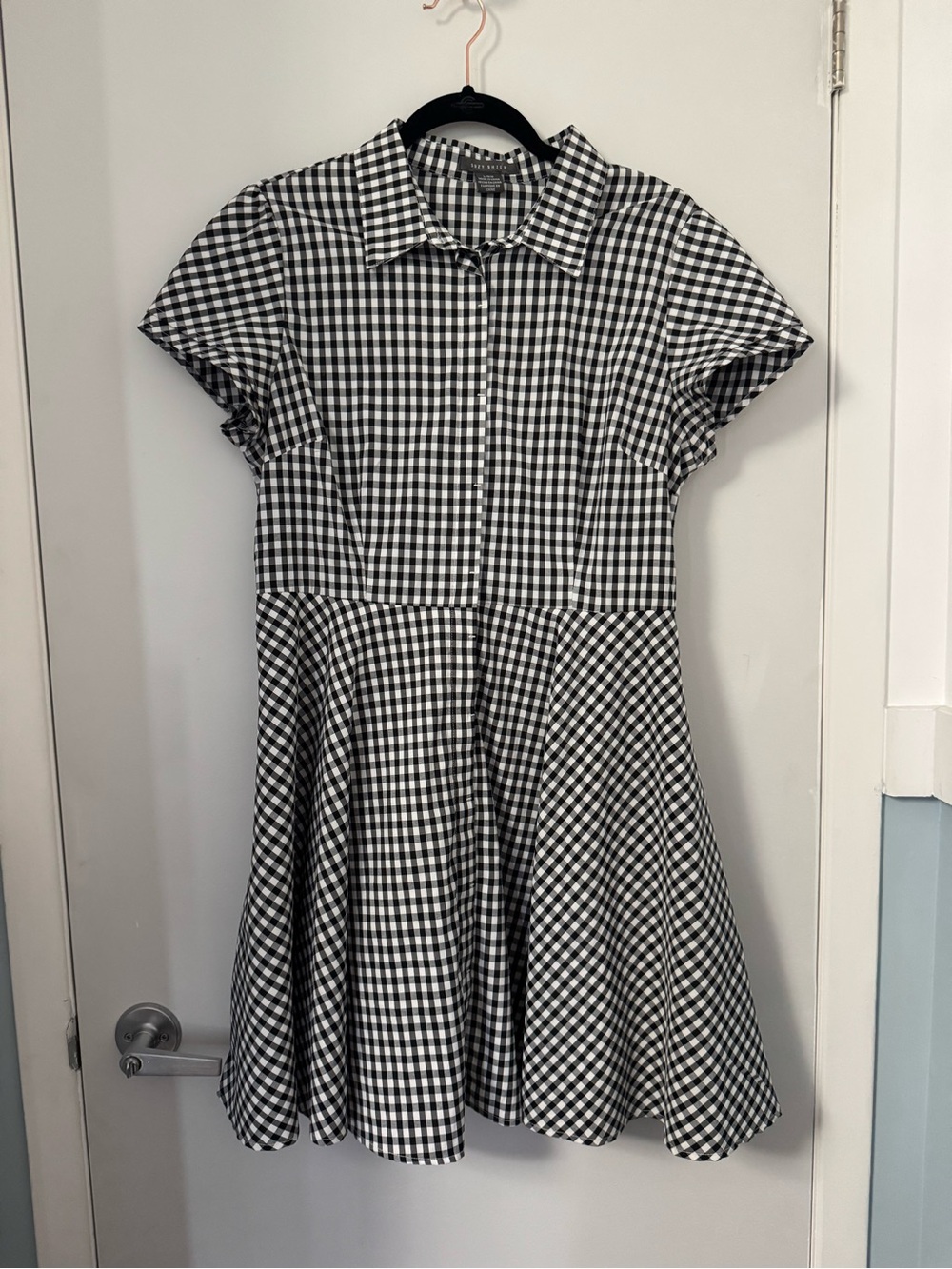 Suzy shier black and White Gingham Fit-and-Flare dress